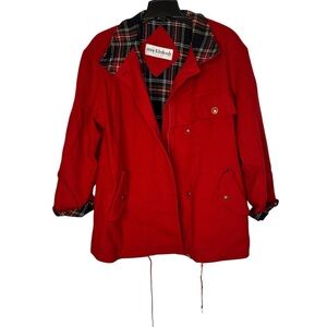 🧥 Vintage Mackintosh of New England Red Wool Blend Coat Sz 8 Tartan‎ Lined ✨
